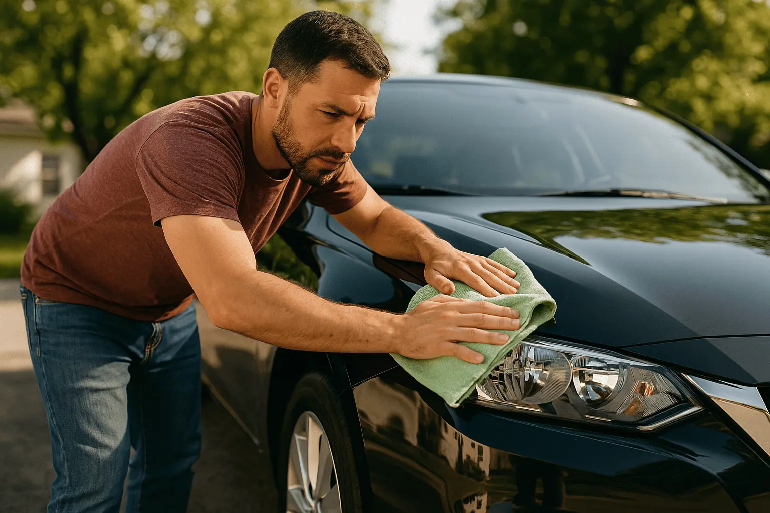 man washing the car