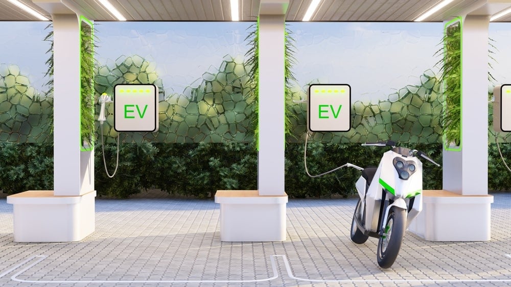 EV charging station and electric motorcycle