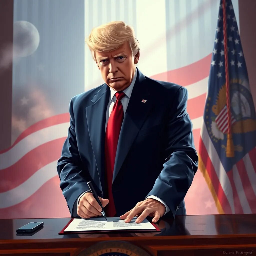 President Trump signs the executive order requiring truck drivers to speak English in the United States.