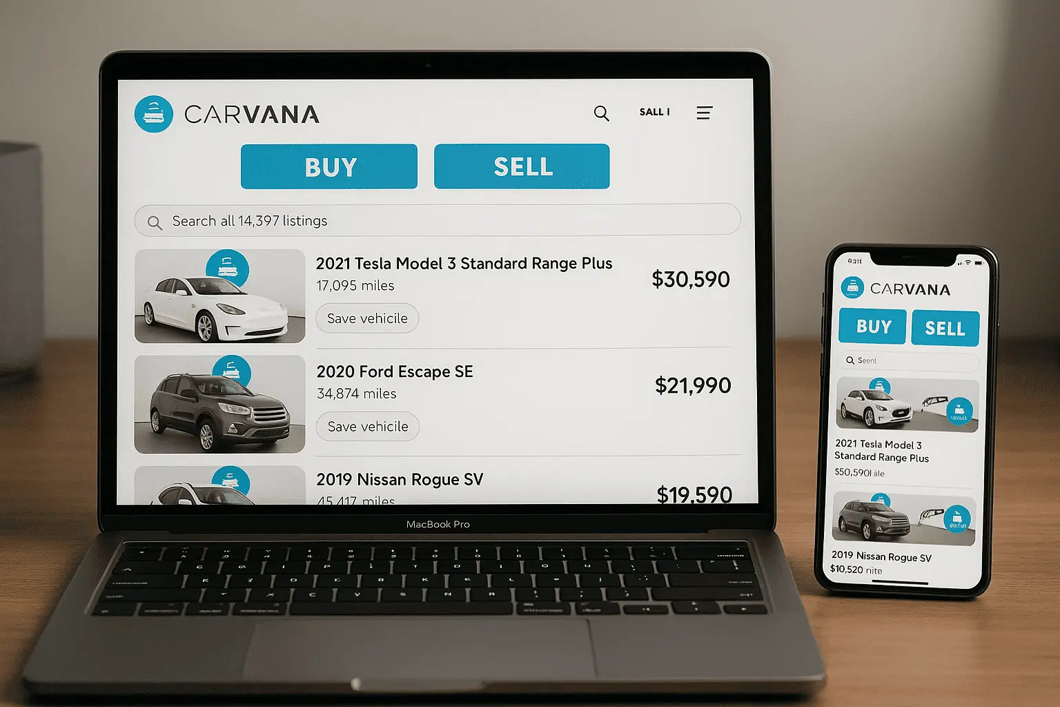 laptop with image of carvana